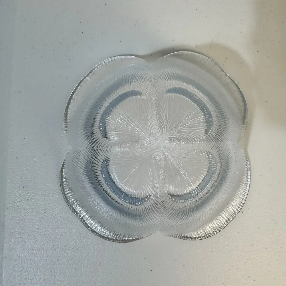 Holmegaard Garni Bowl Flower Petal Clear Glass Danish Serving Dish Copenhagen